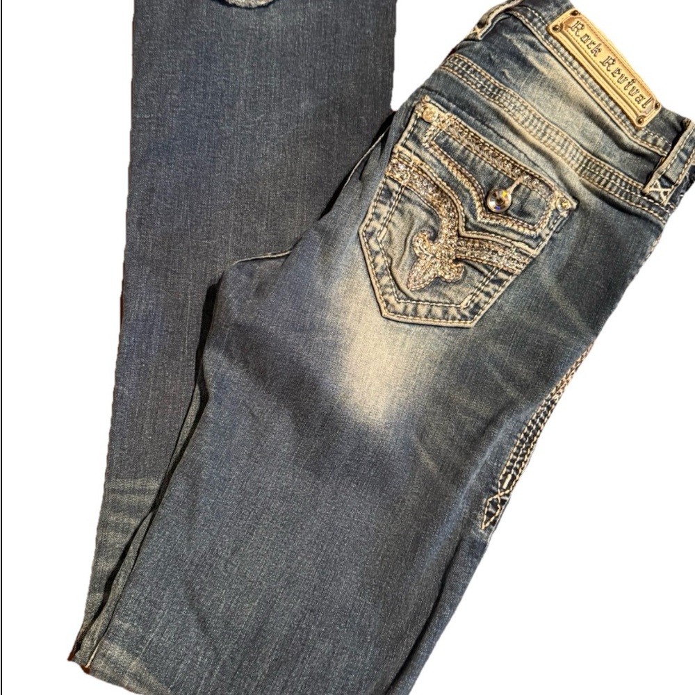 Rock Revival Jeans Women’s Betty Easy Boot Low Rise Frayed Hem 27 x 31.5